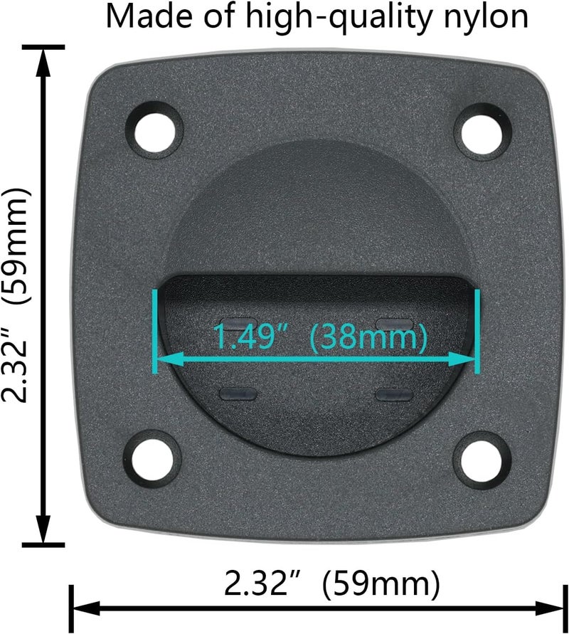 LTEMG Marine Nylon Flush Pull Hatch Handle,Black Boat Recessed Square Lid Handle,Yacht Cabin Accessories(4 Pcs) - Image 2